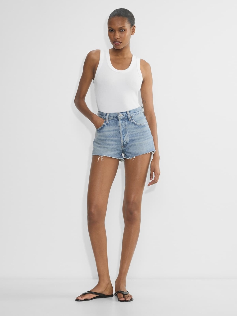 Y2K Vintage Festival Coastal AGOLDE Ridley Cutoff Denim Shorts 26 NWT $148